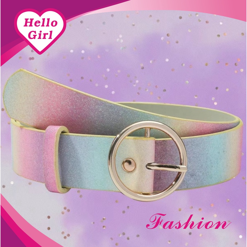 (Hello Girl) YD1 Ikat Pinggang Wanita Korea Warna Rainbow Import