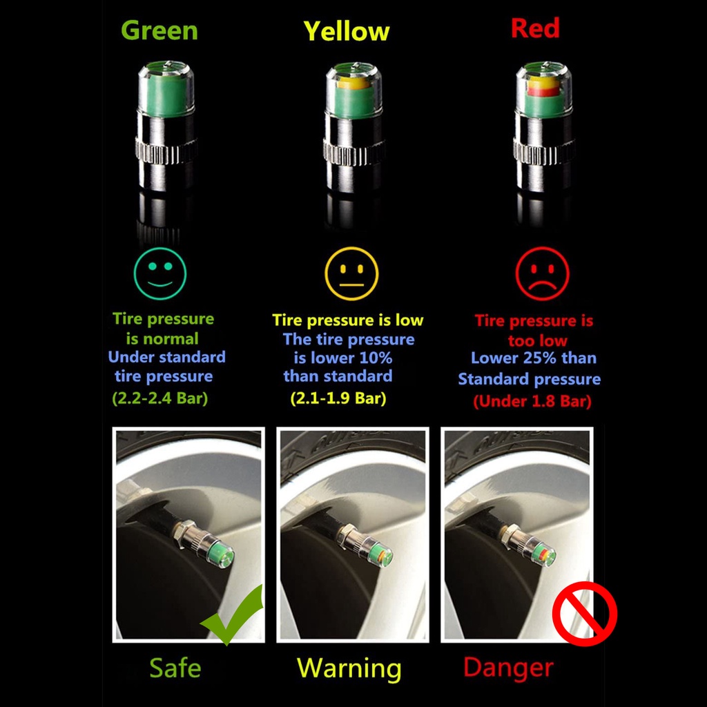 Tutup Pentil Ban Mobil Motor Indikator Tekanan Angin Alert Valve Cap