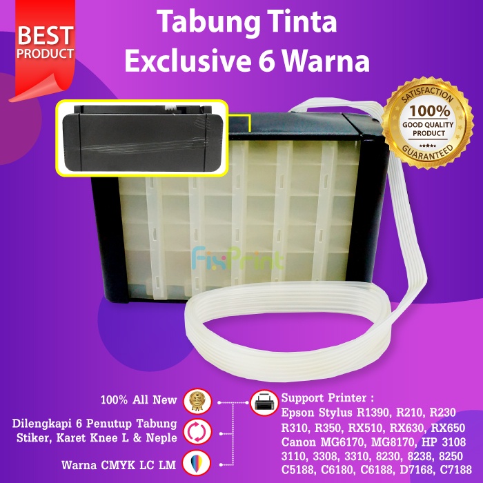 Tabung Exclusive 6 Warna, Compatible Printer Epsn Canon XP 100ml New