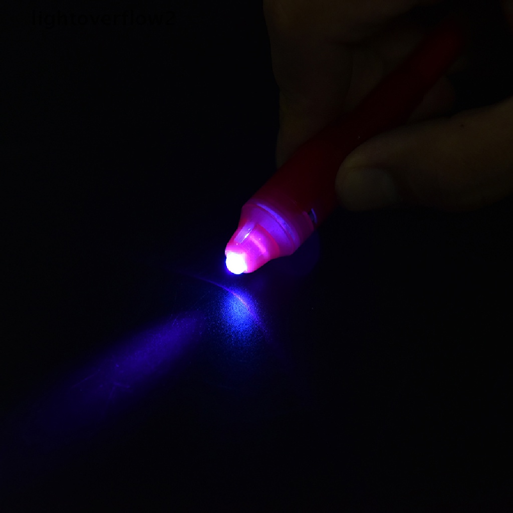 (lightoverflow2) Pena Marker Tinta Invisible Dengan Lampu LED Ultra Violet (ID)
