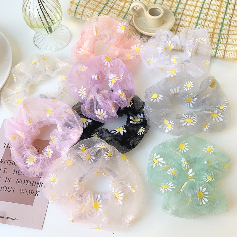 Ikat Rambut Tile Flower Scrunchie Bunga Daisy MALLSHOPPING