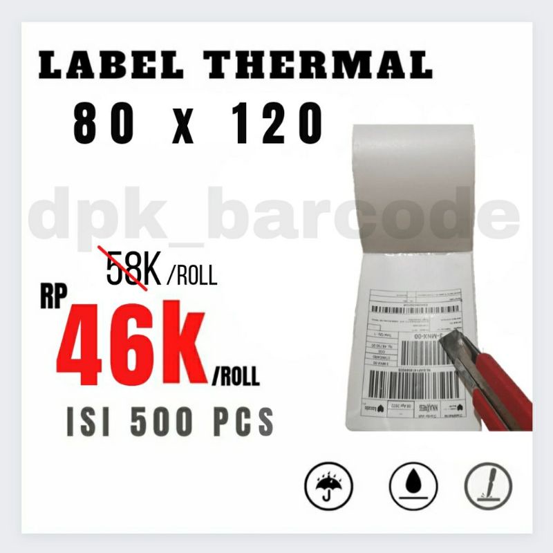 

Label Thermal 80x120 isi 500pcs, Kertas Thermal 80x120, Kertas Resi 80x120, Label Thermal 80x120, Barcode Label 80x120 core 1 inch