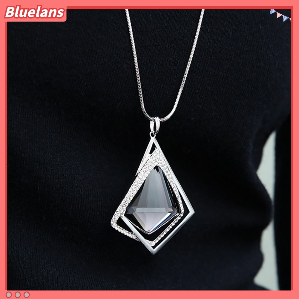 Bluelans Women Fashion Diamond Pendant Long Sweater Chain Necklace Party Jewelry Gift