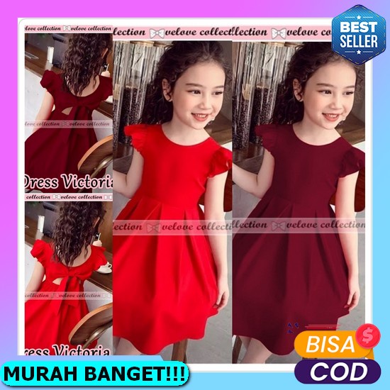 Baju Dress Pesta Natal Imlek Anak Perempuan Princes Usia 1 2 3 4 Tahun Mewah Murah Modern Trend Keki