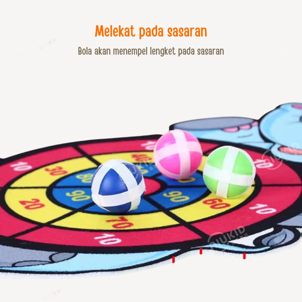 NIUKID MAINAN LEMPAR BOLA PAPAN TEMPEL MAINAN LEMPAR BOLA ANAK EDUKASI ACTIVITY ANAK DART BOARD