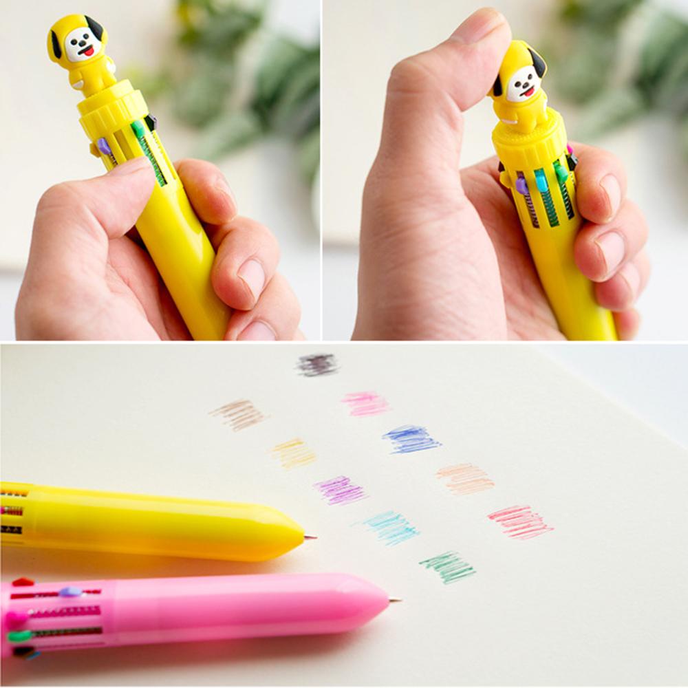 Lanfy 10warna Bangtan Boys Bolpoin Hadiah Anak Gambar Alat Tulis Kantor Sekolah Tulisan Warna-Warni Colorful Refill