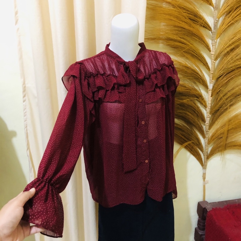 blouse bunga ruffle