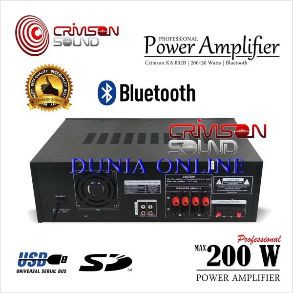 POWER AMPLIFIER CRIMSON KA-802B BLUETOOTH USB