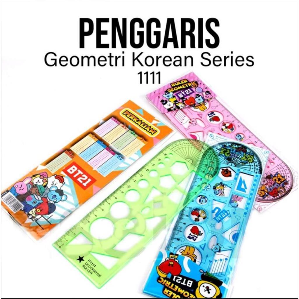 MJS 919 - Penggaris Geometri Bt21 Korean Series Penggaris Geometric Matematika Perlengkapan Alat Tulis Sekolah Anak