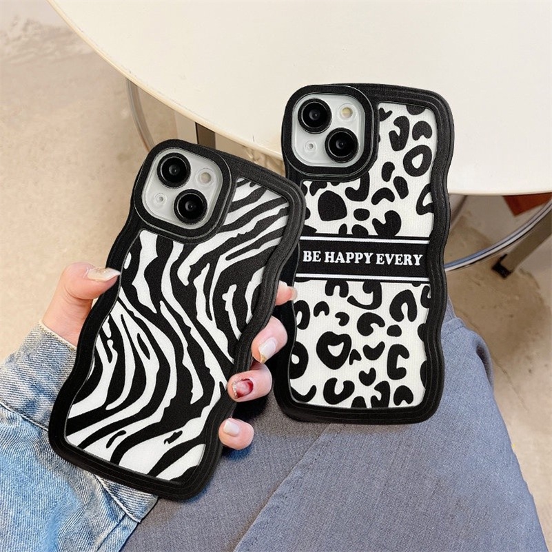 Casing Soft Case Silikon Motif Zebra / Leopard Untuk iPhone 14 13 12 11 Pro Max X Xr Xs Max 8 7 6 6s Plus