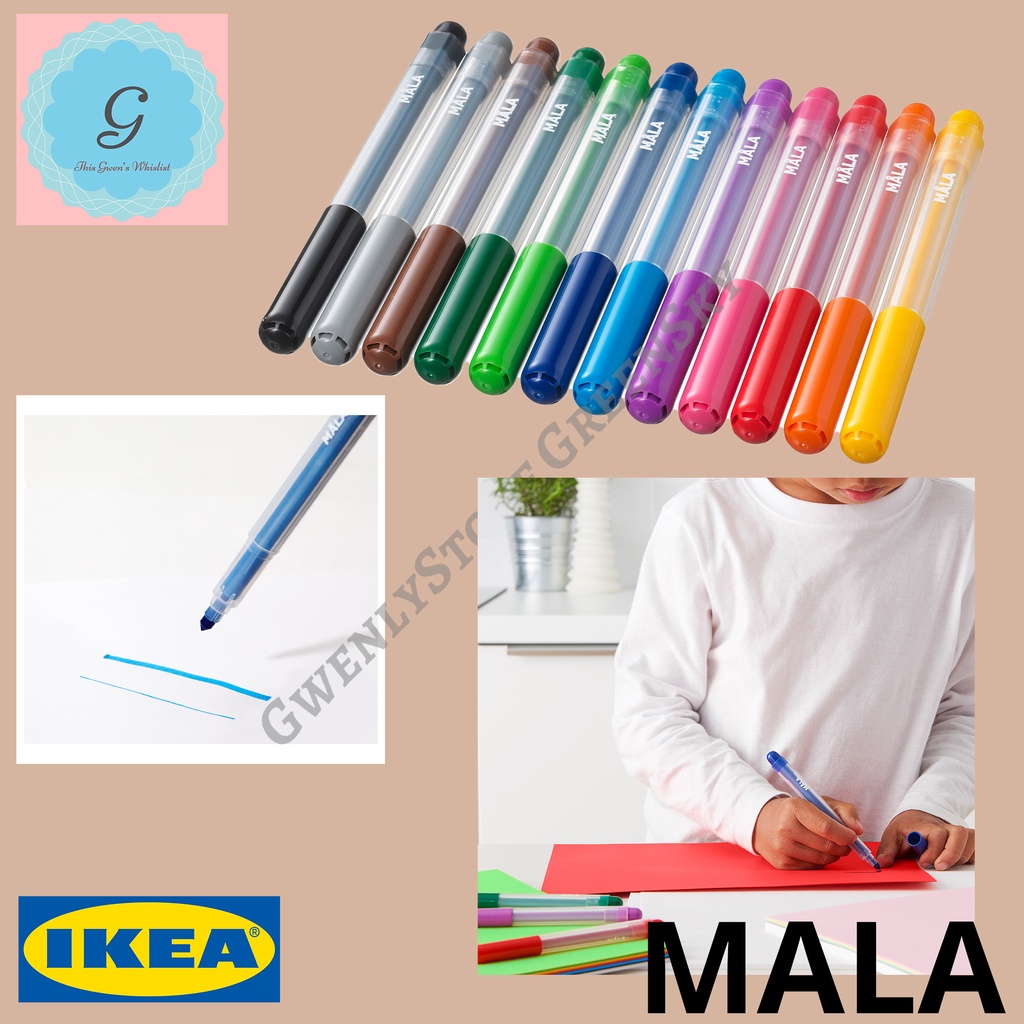 

MALA 12 marker spidol tinta warna felt tip pen non toxic awet
