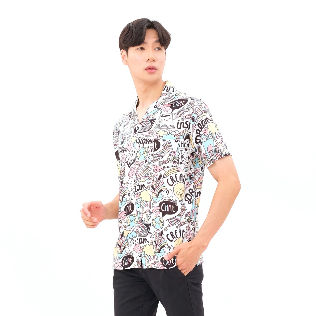 SANVANINA Kemeja Pantai Unisex Oversize Motif Mural 2039
