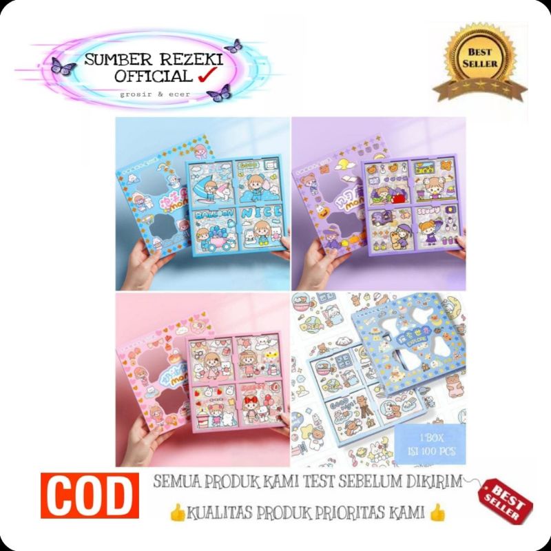 

SR - Stiker 2D Sticker botol minum 2D motif kartun lucu plastik anti air / buku diary sticker serbaguna