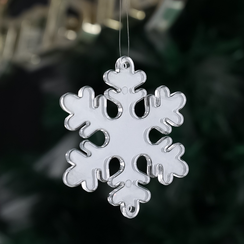 10pcs / lot Ornamen Gantung Desain Snowflakes Palsu Kristal Transparan Untuk Dekorasi Pohon Natal