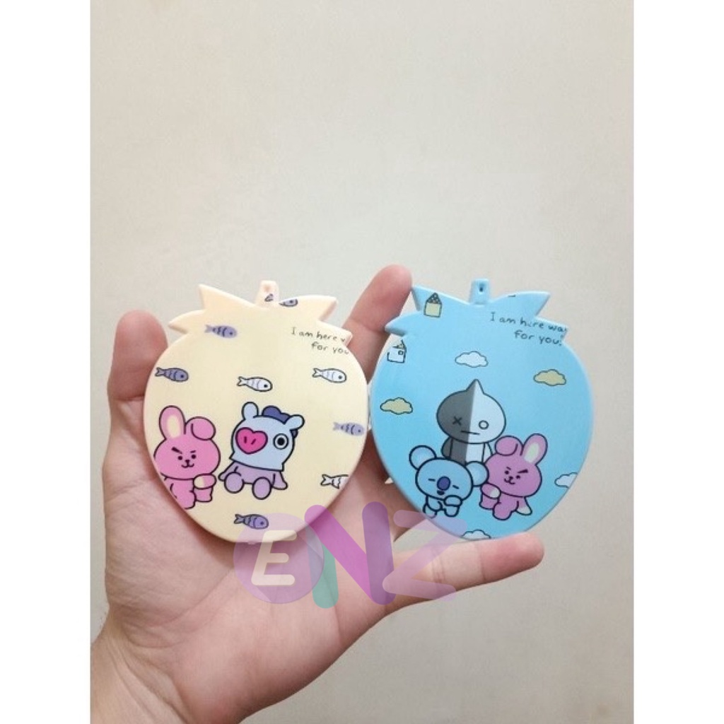 ENZ ® CERMIN MAKE UP + SISIR RAMBUT WANITA KARAKTER GAMBAR BT21 B T S BANG TAN KPOP MERCHANDISE KACA SISIR KARAKTER BT21 CERMIN LIPAT MINI / CERMIN SISIR LIPAT / Kaca Cermin Karakter BTS 1224