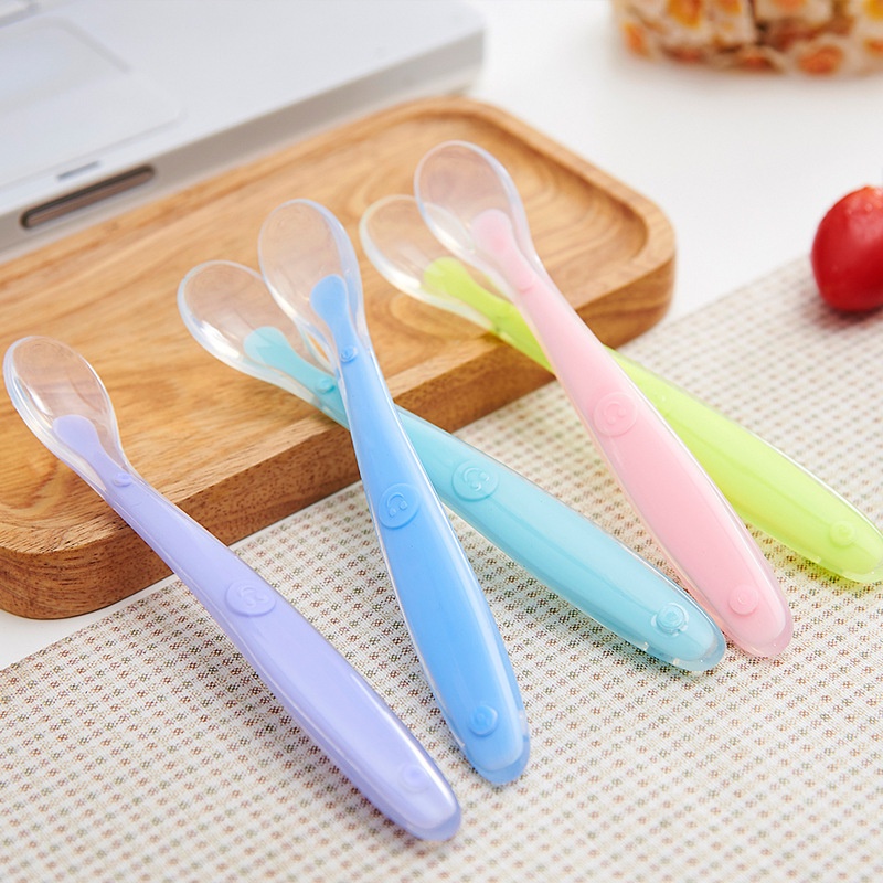 Sendok makan bayi silikon lentur / baby safety spoon/Sendok Makan Silikon Bayi Baby Safety Spoon Food Grade Silicone (B259)