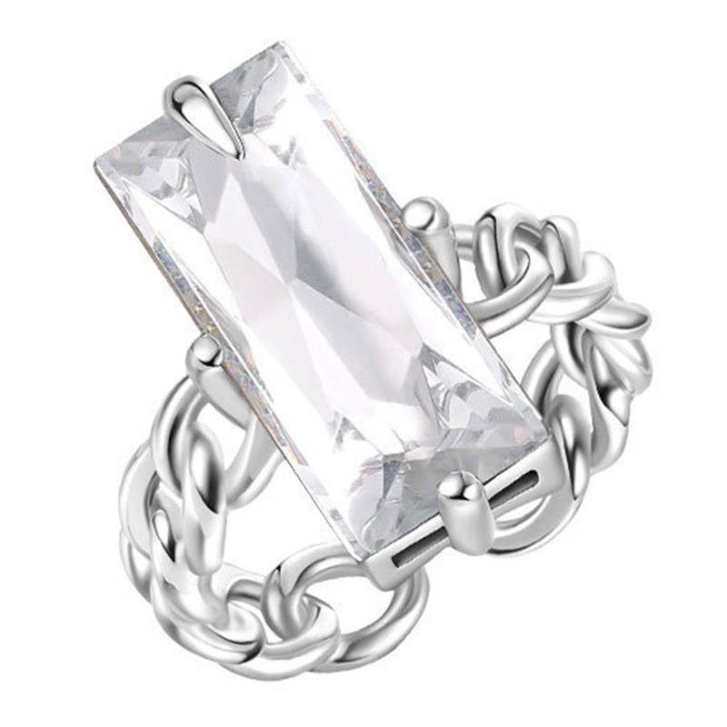 Fancyqube Fancycube Cincin Rantai Adjustable Model Terbuka Bahan Zirkon Warna Hitam Untuk Wanita