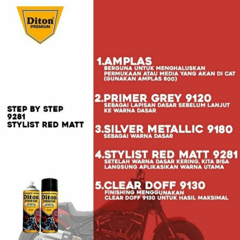 Cat Pilok Pilox H9281* DITON Premium Stylist Red Matt Merah Doff Dop Scoopy Matic 400ml "PS.18Oc22n"