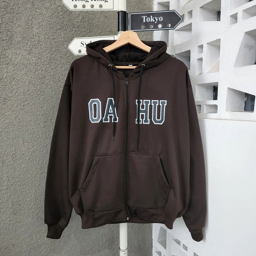 OA HO ZIPPER HODIE OVERSIZE XXL UNISEX WANITA COWO BIG SIZE