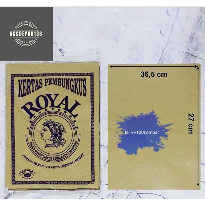 KERTAS NASI COKLAT / KERTAS PEMBUNGKUS WARTEQ MEREK ROYAL ISI -/+100 LEMBAR