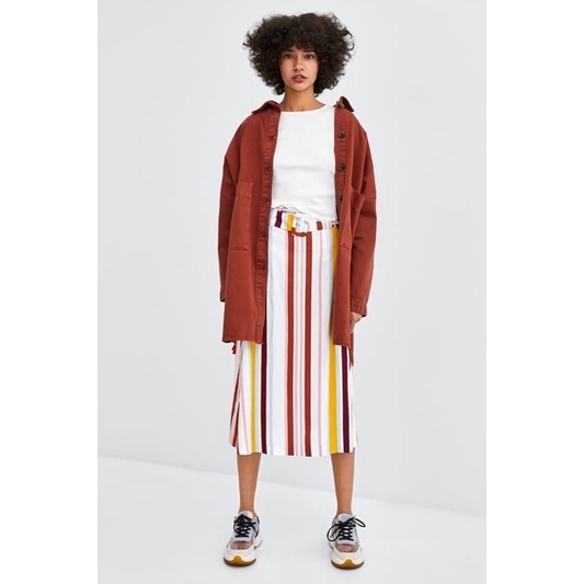 PRELOVED ZARA MIDI SKIRT STRIPE