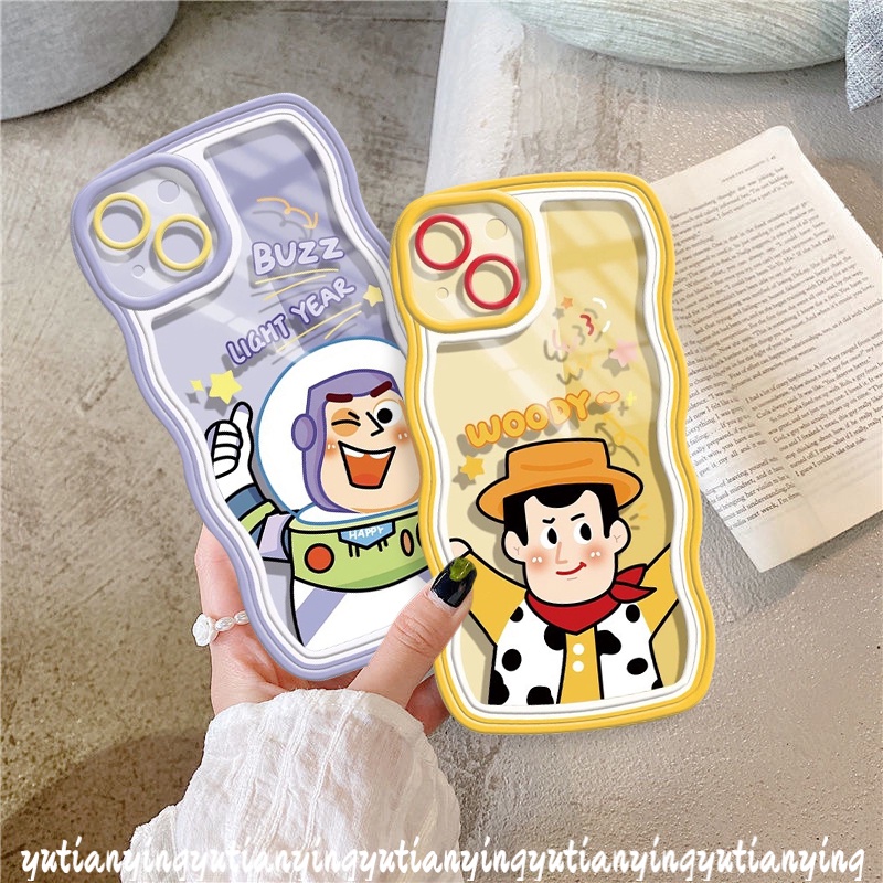 Case OPPO A17 A15 A55 A55 A16 A12 A95 A76 A57 A54 A16K A96 A7 A74 A15s A5s A16E F9 A53 A9 A5 A17K A16s A3s A12E A52 A72 A32 Woody Buzz Light Year Toy Story Wavy Edge Soft Penutup Belakang