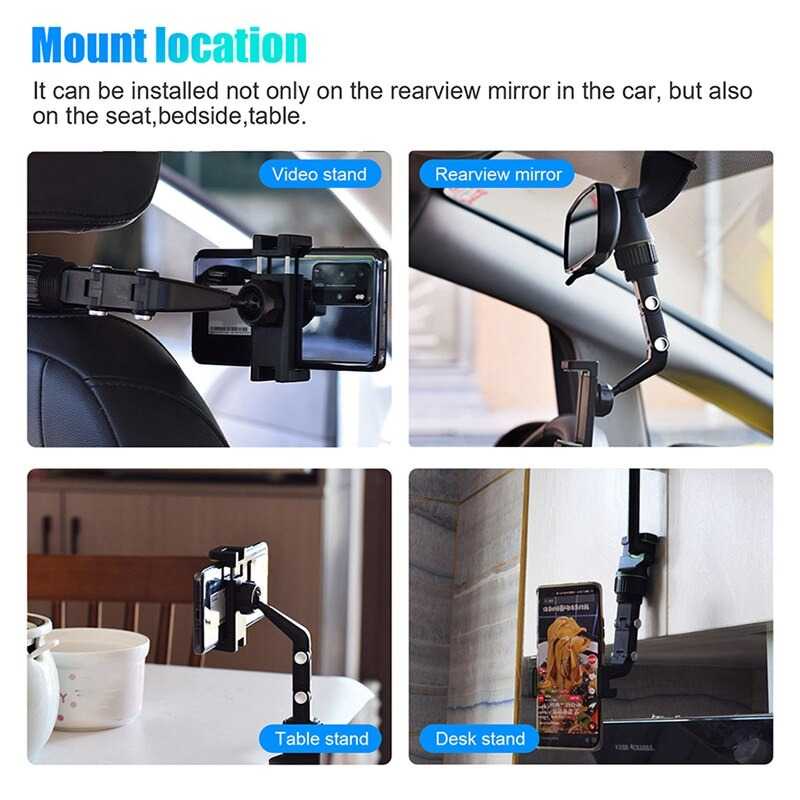 SEAMETAL Car Holder Smartphone Spion Mobil Rearview Bracket - C4139