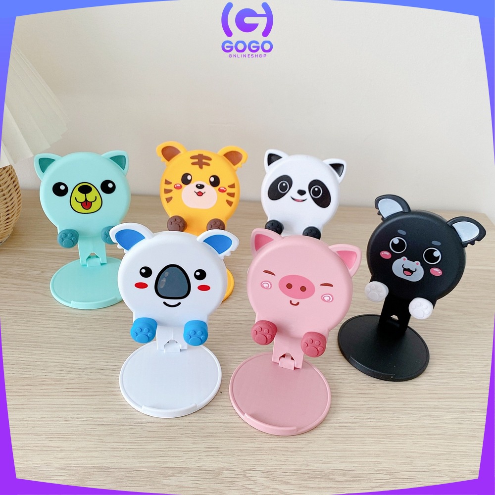 GOGO-C727 Stand Holder Lipat Motif Animal Karakter Lucu Folding Dekstop Dudukan Hp Multifungsi / Phone Holder Hp Untuk Penyangga Ponsel Tatakan Handphone