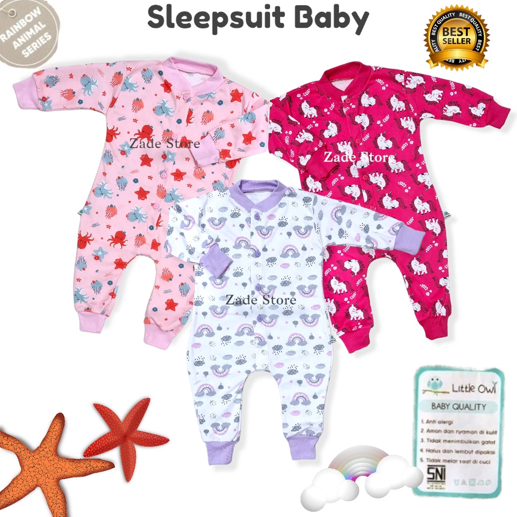 Sleepsuit bayi Little owl SNI 0-18 bulam  jumper lengan panjang  jumpsuit baby baju bayi baru lahir bodysuit baby newborn baju tidur anak motif katun Mushroom Girl