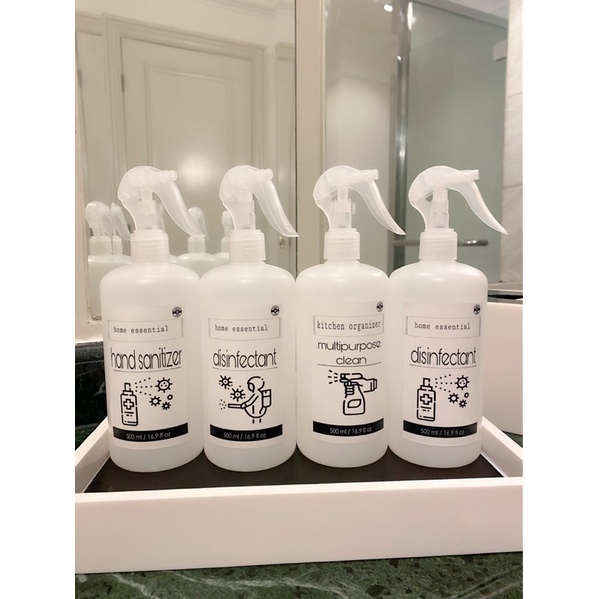 bottle spay transparan . minimalist refill organizer tempat sabun cair spray wadah pembersih laundry room pump semprot