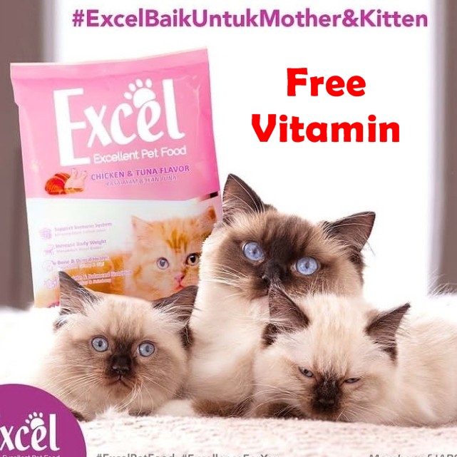 Excel Mother and Kitten Freshpack Free Vitamin 500Gr Makanan Kucing Ibu dan anak