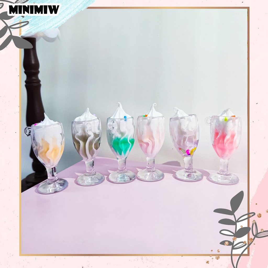 MINIATUR GELAS COCKTAIL ICE CREAM SUNDAE BAHAN RESIN PENDANT ESKRIM MINUMAN PAJANGAN LUCU UNIK