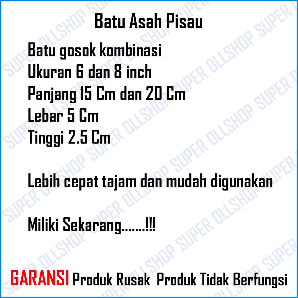 Batu Asah Gosok Ungkal Pisau Kombinasi / Batu Pengasah Pisau RRT / Asahan Pisau / SHARPENING STONE Kecil Besar