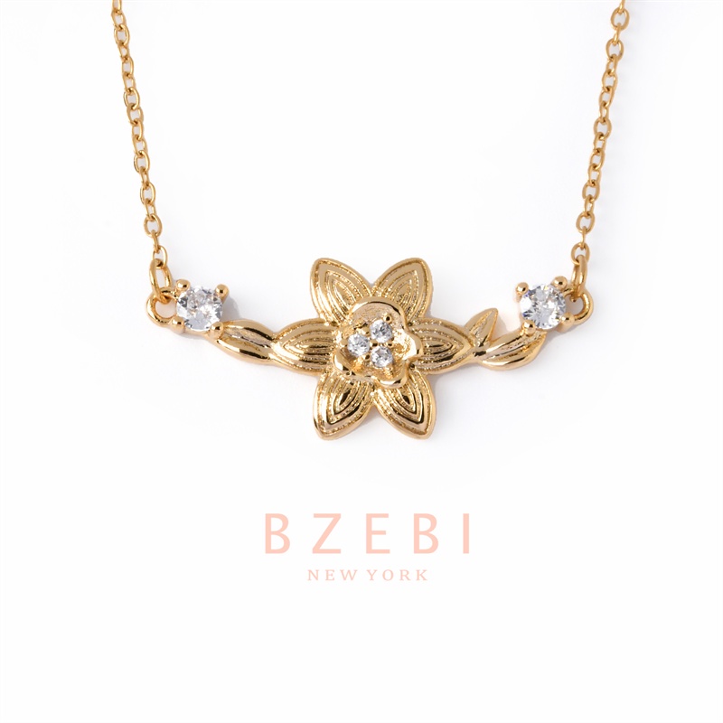 Kalung Emas 18k Dengan Liontin Berlian Bahan Titanium Steel Anti Karat Untuk Wanita 803n