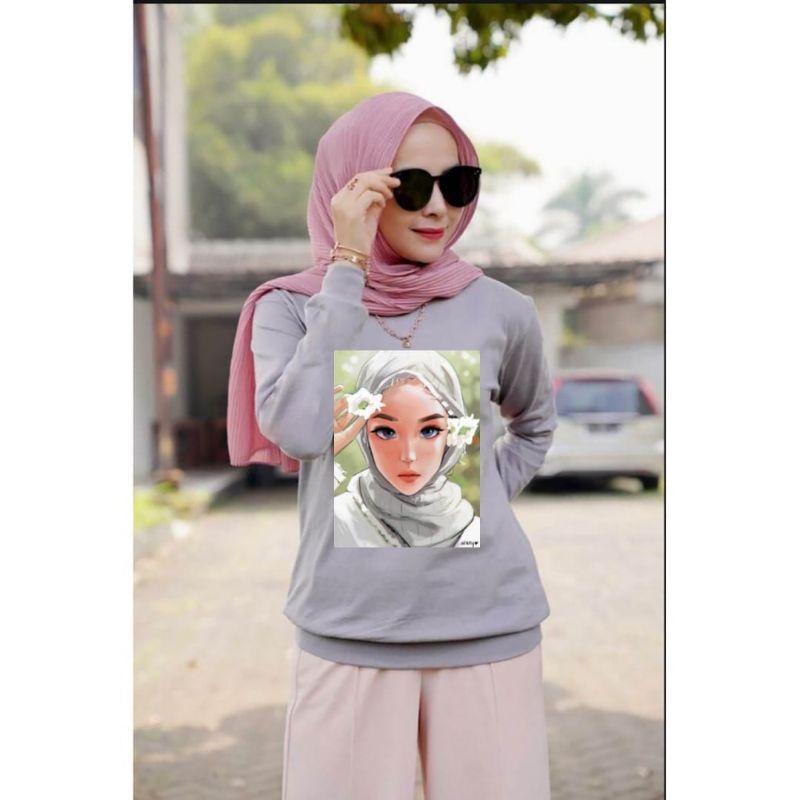 Baju Lengan Panjang Wanita Muslimah Hijabers Kaos Distro Keren Kekinian