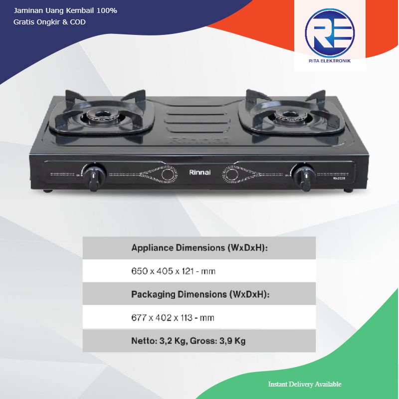 Kompor Gas Rinnai Api Sun Burner RI 202S