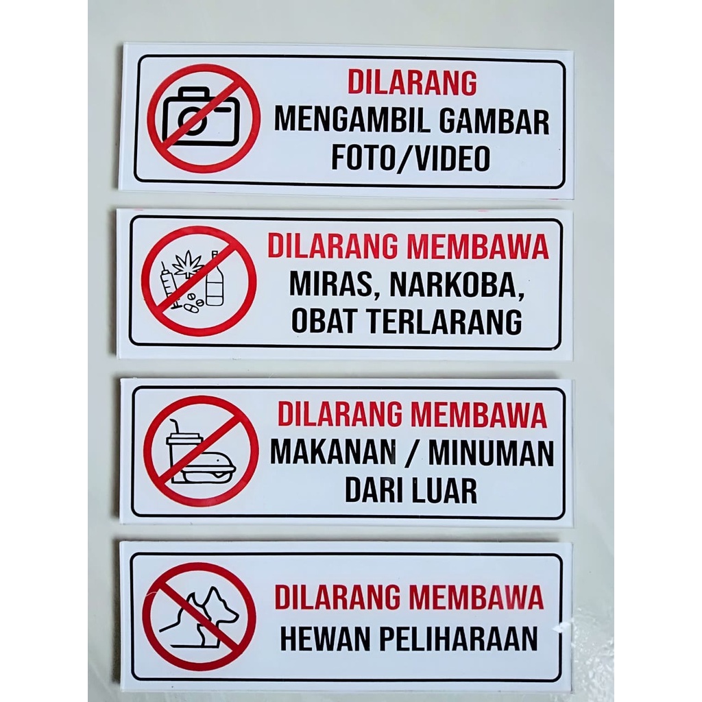 

Akrilik Stiker Dilarang Membawa Makanan, Minuman, Hewan, Obat-Obatan, Mengambil Foto Gambar