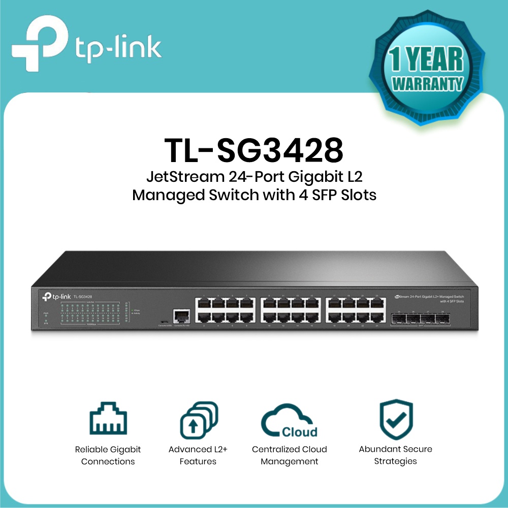 TP-link TL-SG3428 24-Port Gigabit L2+ Managed Switch with 4 SFP Slots