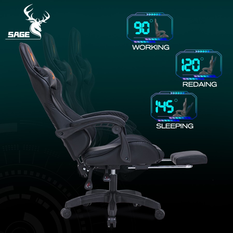 Sage SG-801 Gaming Chair / Kursi Gaming With Footrest