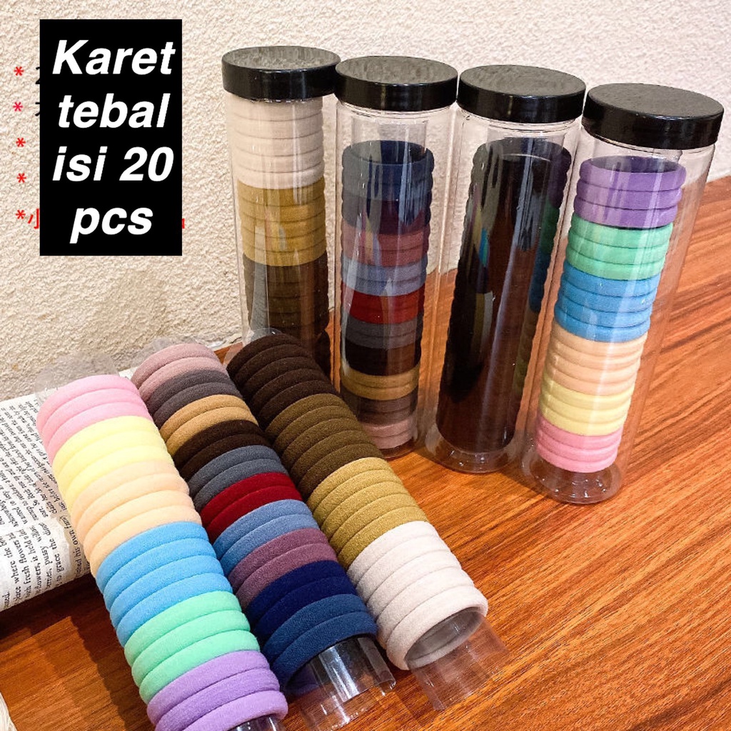 (LOLI-JKT) AK-09 IKAT RAMBUT DONAT 20PCS/Box POLOS DAN WARNA WARNI IMPORT