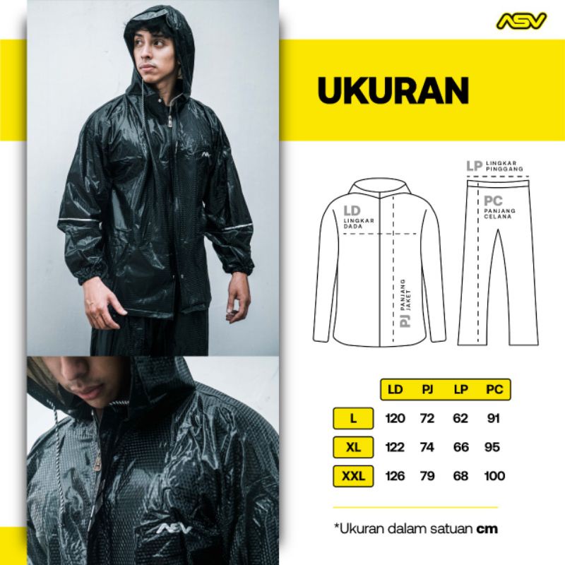 jas hujan karet ASV 4 carbon hitam dan coklat