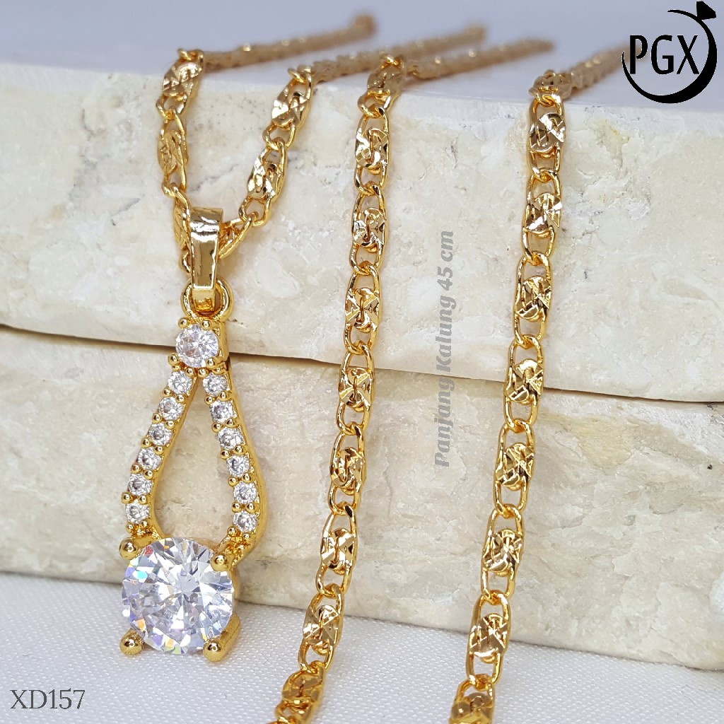 PGX Kalung Wanita Xuping Aksesoris Fashion Perhiasan Lapis Emas XD157