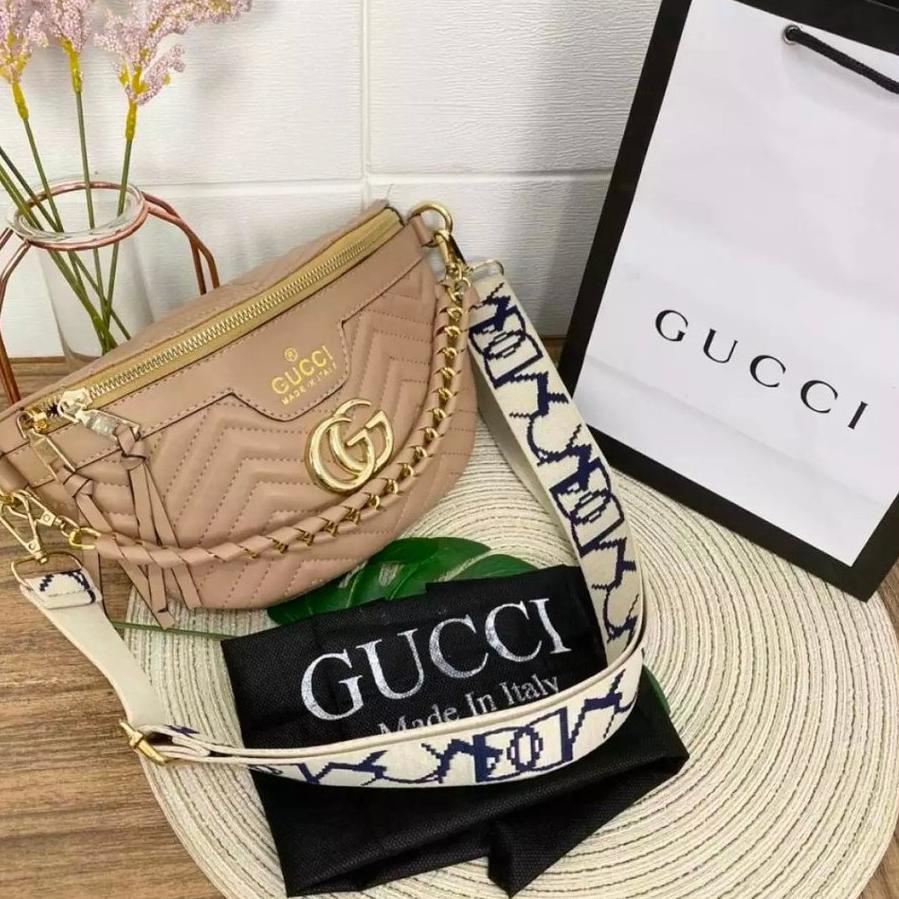 [DK.22Oc22r] Waist Bag Wanita GG ModelTas Pinggang Wanita Bordir Tas selempang wanita rantai depan