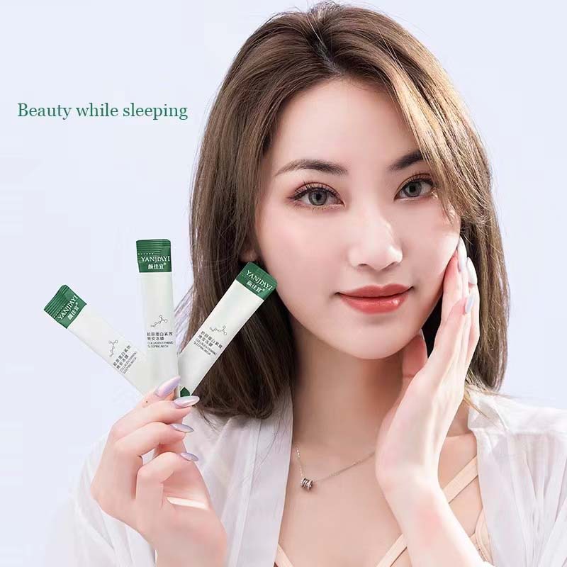 【Promosi produk baru】Masker Pemutih Wajah Masker Pelembab Wajah Sleeping Mask Sekotak Masker Mengisi Kolagen yang Dibutuhkan oleh Kulit Collagen firming goodnight frozen film