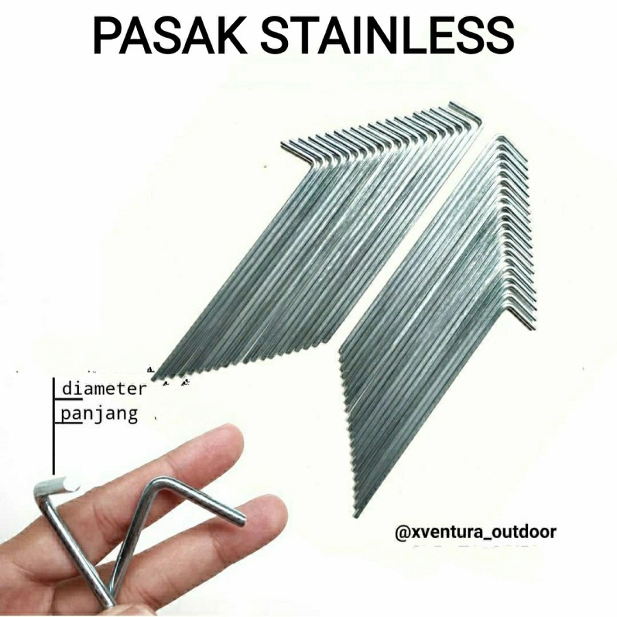 Pasak Tenda Besi Patok Tenda Camping Flysheet Stainless Kemah