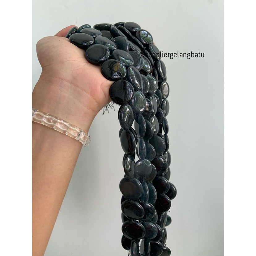 Batu BLACK ONYX bulat 25mm aksesoris bahan gelang kalung GIOK HITAM