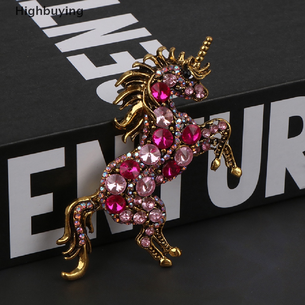 Bros Kristal Berlian Imitasi Bentuk Hewan Kuda Unicorn Bahan Alloy Gaya Vintage Untuk Wanita Glory