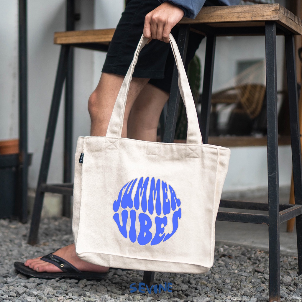 Sevine Totebag Kanvas Tas Wanita Tote Bag Kantong Laptop Kuliah Sekolah Kerja Quotes Aesthetic - KK