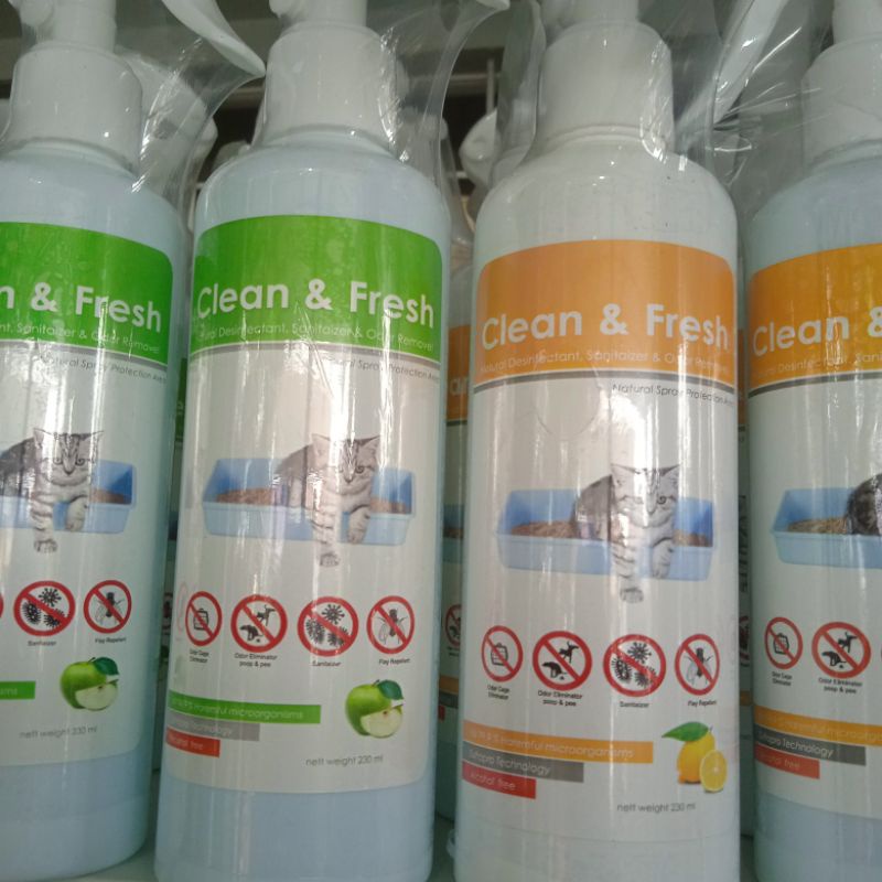 Clean and Fresh 230ml Desinfektan Kandang Pewangi Kucing Parfum Kucing