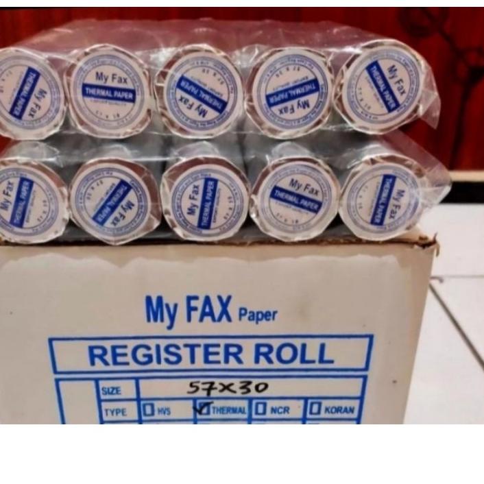 

Miliki Kertas kasir thermal 58/57x30 paket 100 Roll1 Dus !!